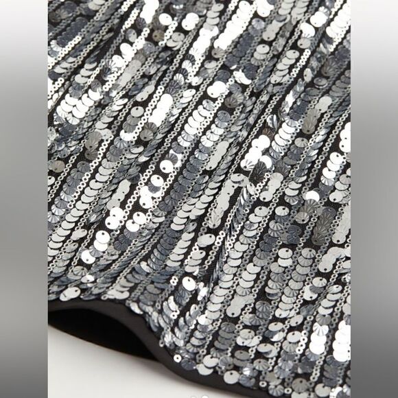H&M black and silver Short Sequined Dress | size M | NWT - Picture 4 of 9